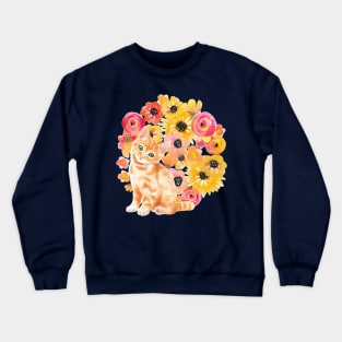 Watercolor Ginger Kitten Crewneck Sweatshirt